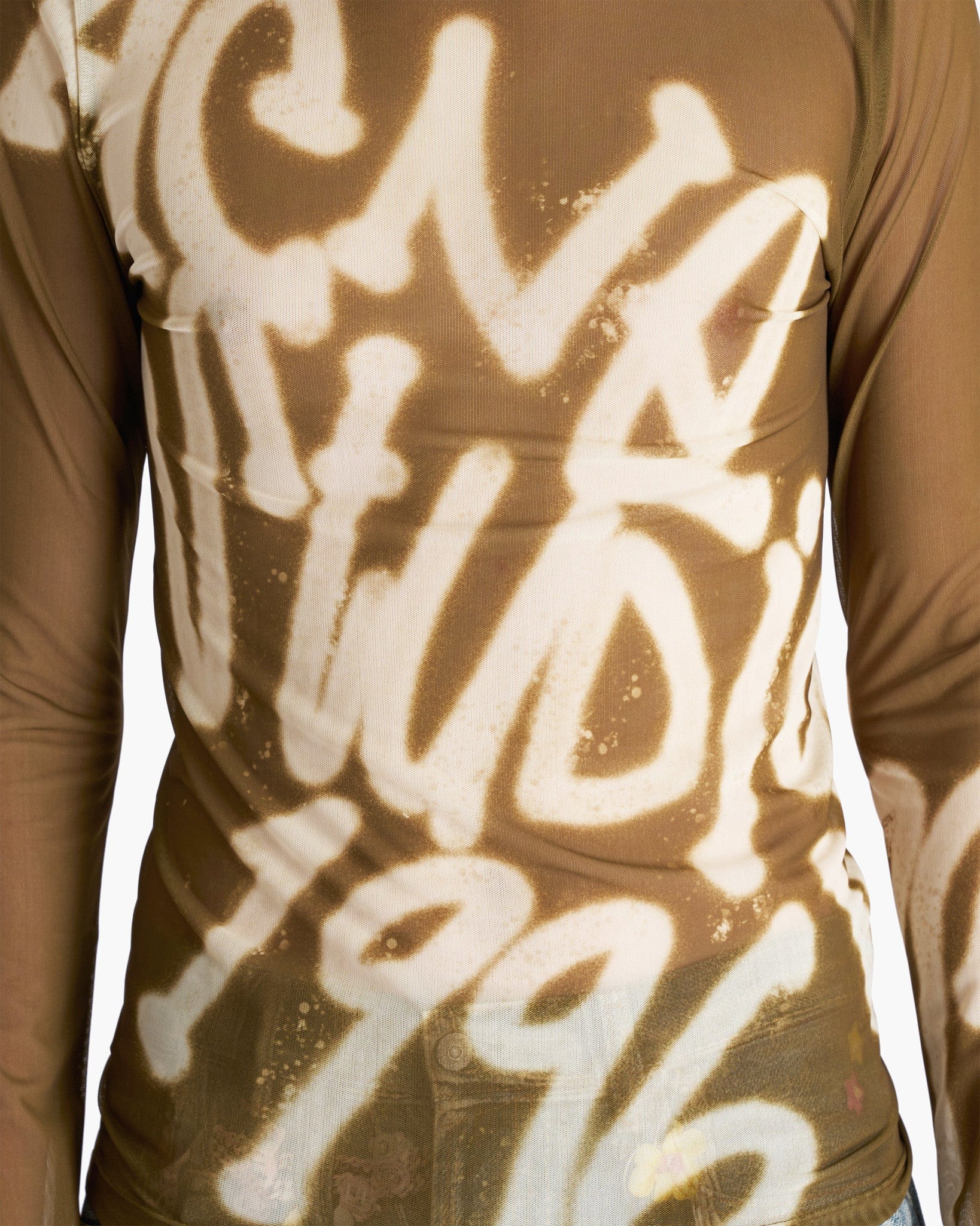 1996 Sheer Logo Long Sleeve in Dark Khaki Green - Image 4