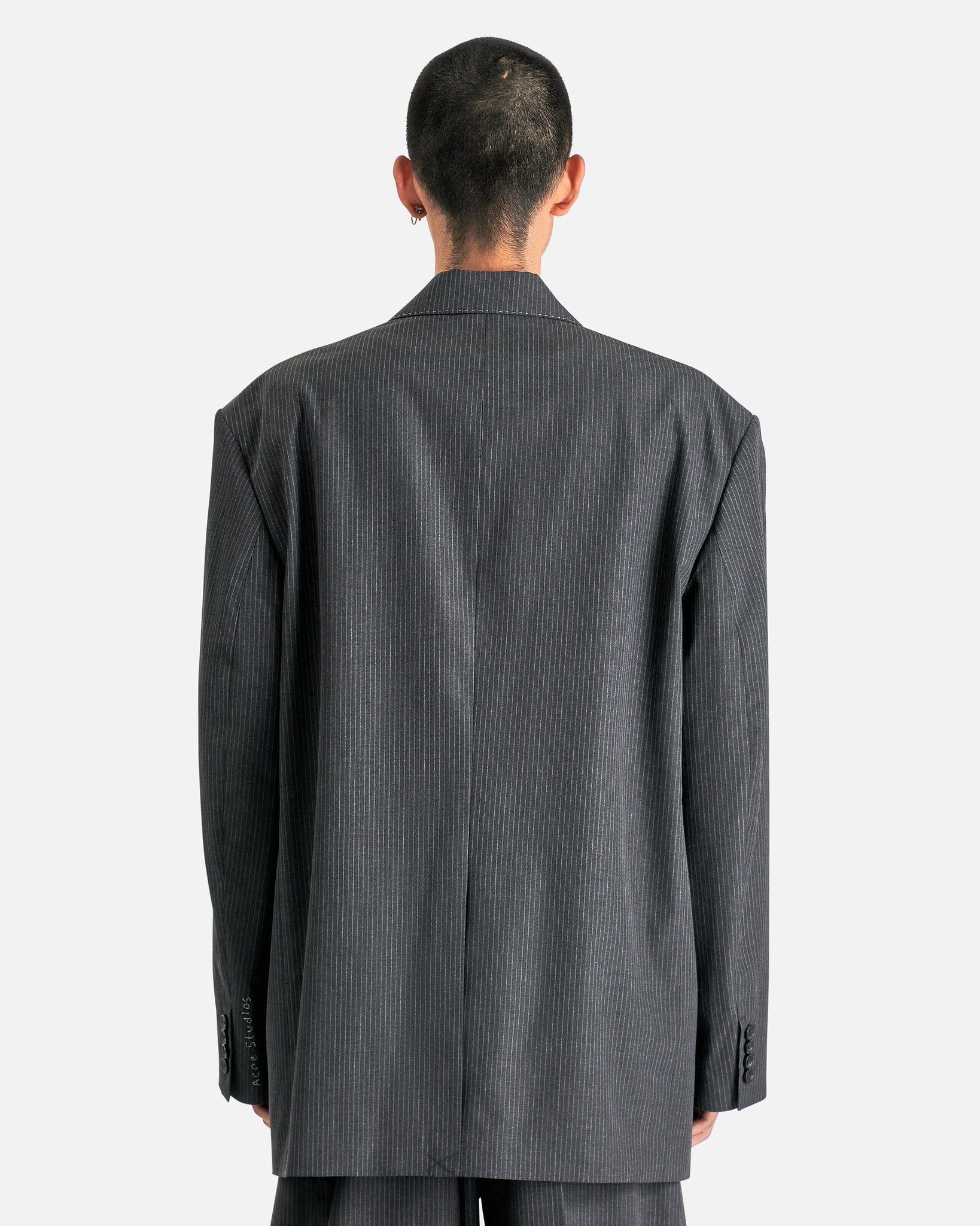 Juyliano Dry Pinstripe Suiting Jacket in Anthracite Grey - Image 3