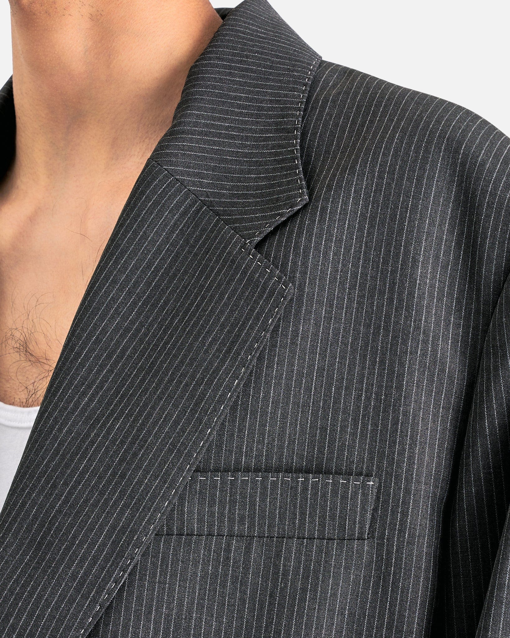 Juyliano Dry Pinstripe Suiting Jacket in Anthracite Grey - Image 4