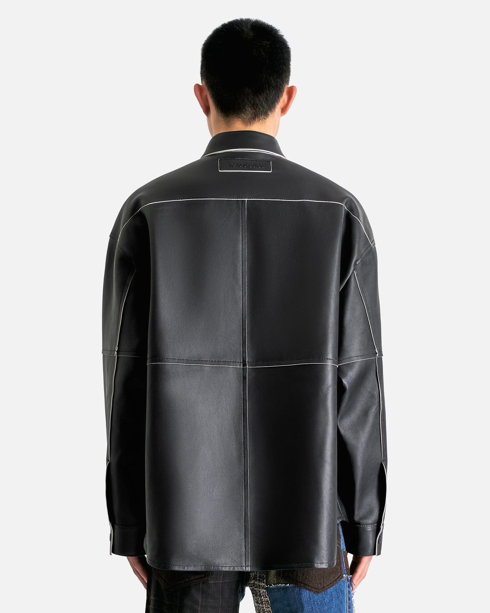 Leather Panel Jacket in Black - Image 3