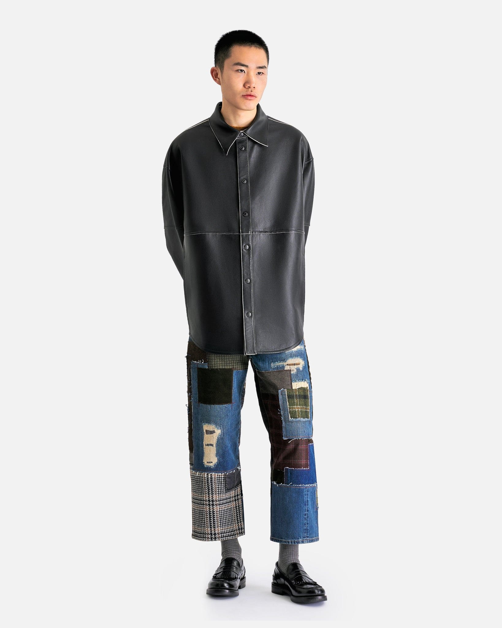 Leather Panel Jacket in Black - Image 7
