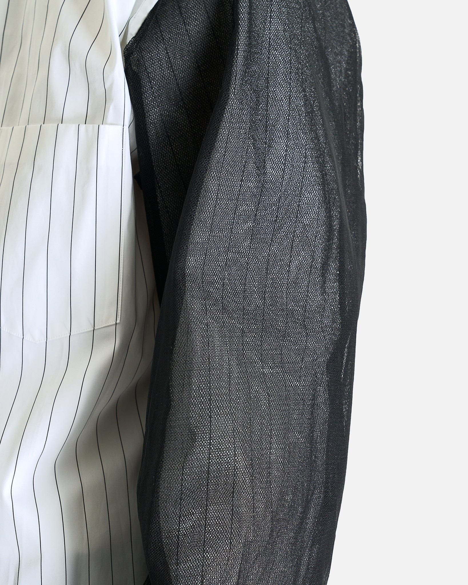 Layered Striped Long Sleeve Button Up in White/Black - Image 4