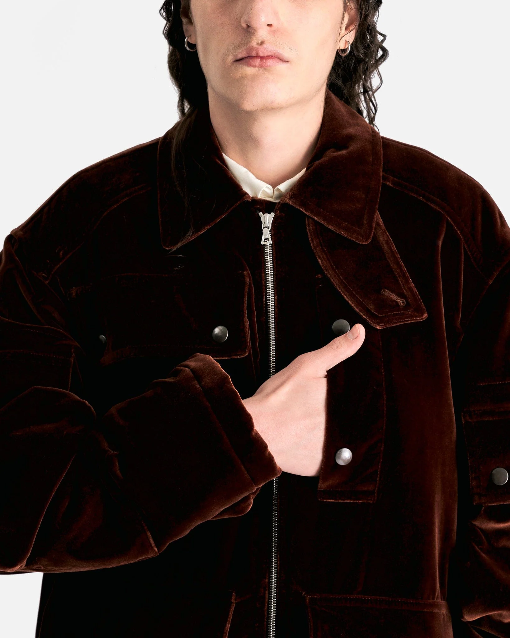 Vilburn Velour Jacket in Brown - Image 4