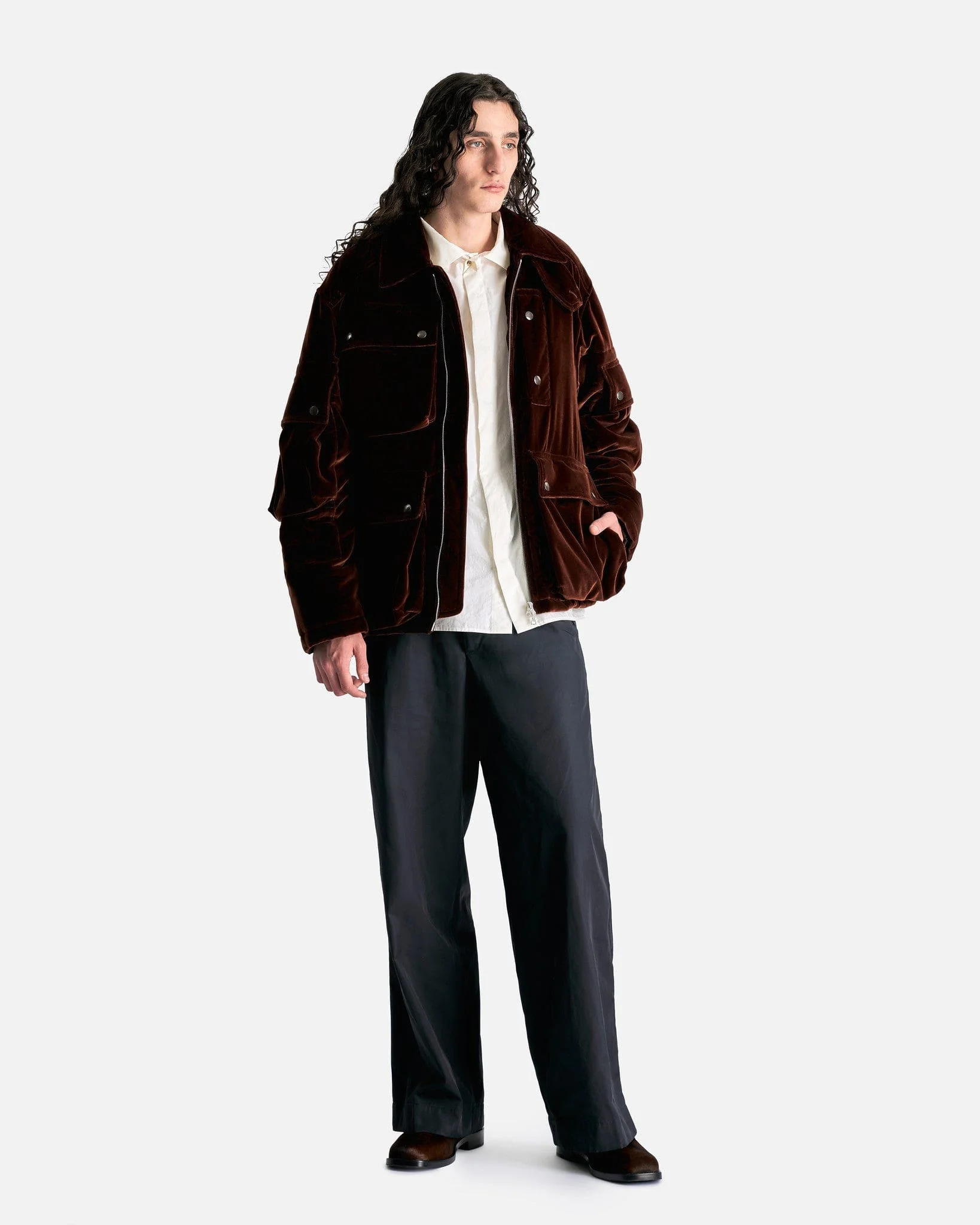 Vilburn Velour Jacket in Brown - Image 7