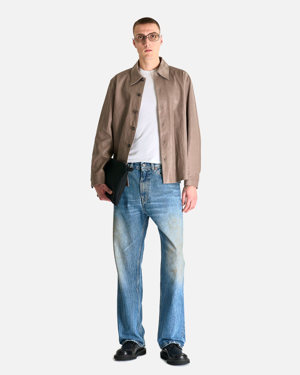 Welding Shirt in 70's Grey Velvet Lamb Skin - Image 4
