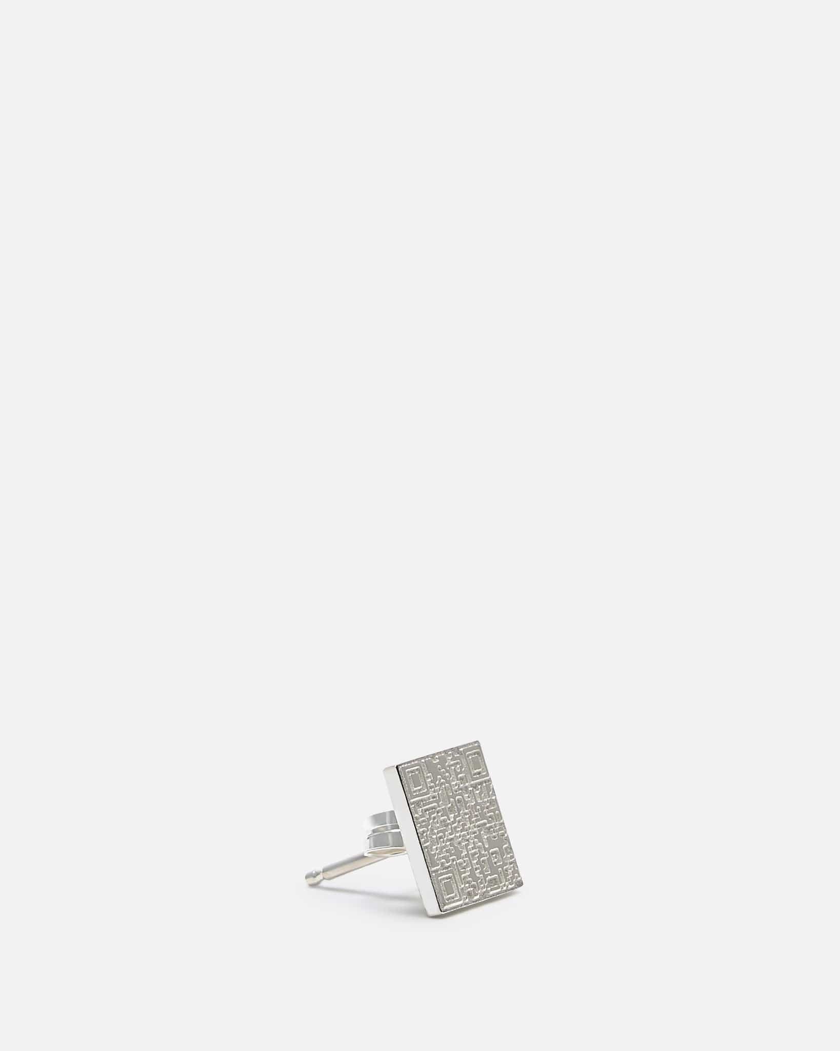 QR Code Earring in Silver - Image 4